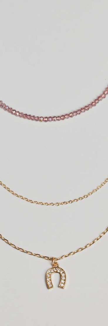 Lucky Day Horseshoe Charm Layered Necklace