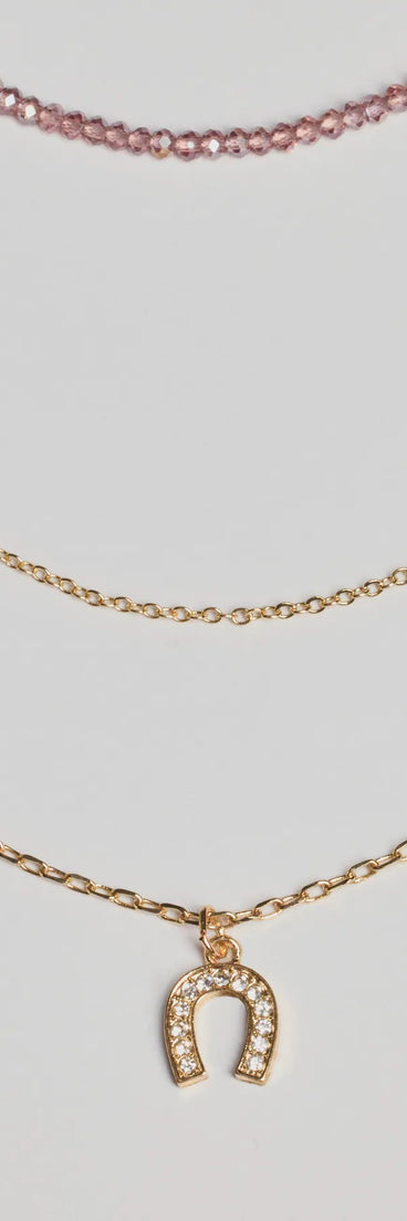 Lucky Day Horseshoe Charm Layered Necklace