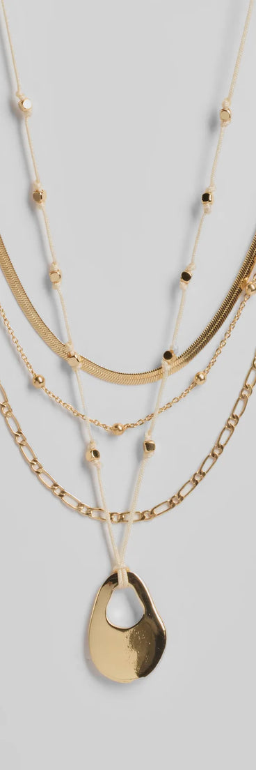 Boho Layered Beaded Chain Charm Necklace