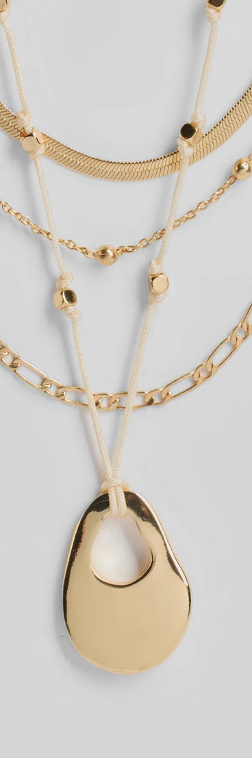 Boho Layered Beaded Chain Charm Necklace