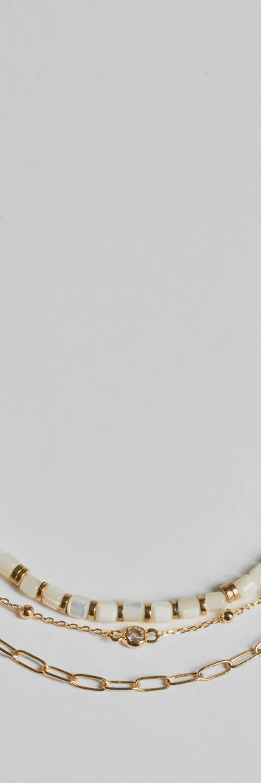 Three Way Tie Layered Bead Necklace