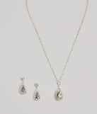 Luxe Teardrop Rhinestone Necklace And Earrings Set