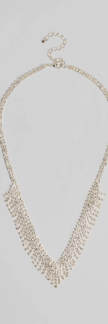 Homecoming jewelry and accessories like the Glam Edge Rhinestone Fringe Necklace provide the finishing touch to help you dazzle at HOCO 2025!