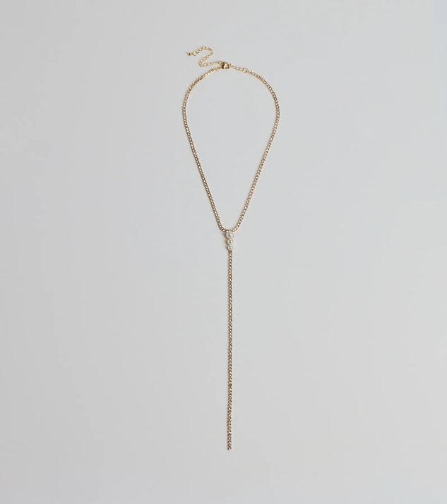 
Upgrade your style game for 2025 with the Luxe Glam Rhinestone And Pearl Lariat Necklace in gold, perfect for any fashion-forward wardrobe.