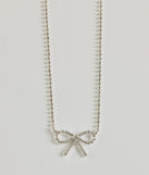 Cute Glamour Rhinestone Bow Necklace