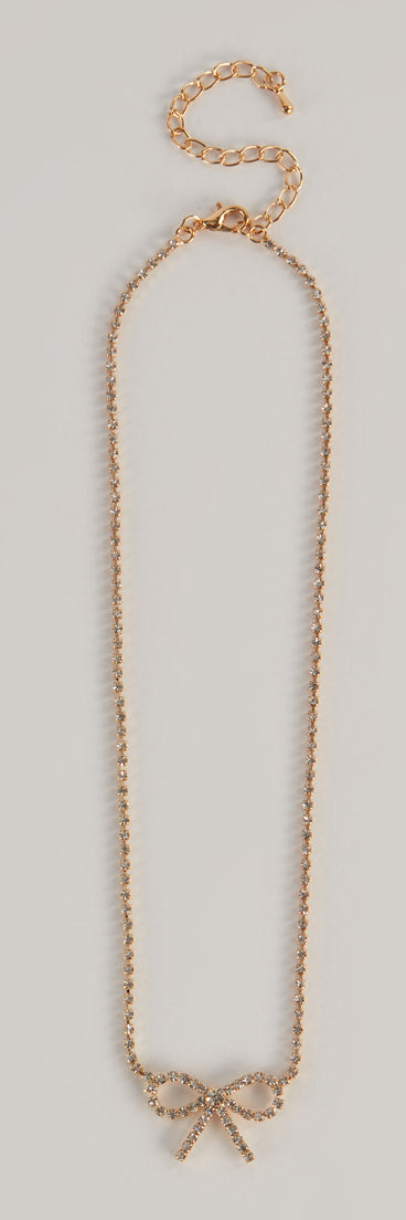 This piece brings trend-right energy to the Cute Glamour Rhinestone Bow Necklace, perfect for fall outfits that stand out.