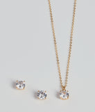 True Luxe Rhinestone Necklace And Earrings Set