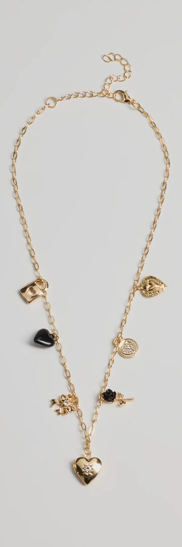 Charming Cutie Heart and Lock Charm Necklace