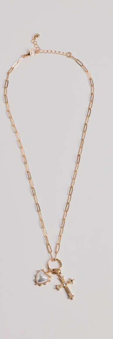 Blessed Romance Heart Cross Pendant Necklace