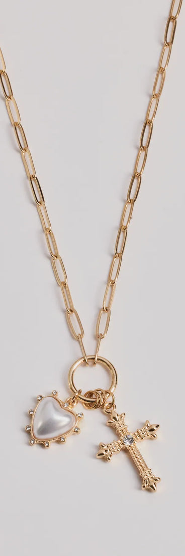 Blessed Romance Heart Cross Pendant Necklace
