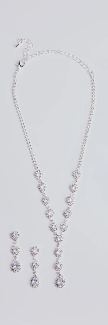 Get inspired with the Luxe Rhinestone Lariat Necklace And Earrings Set, a feed-worthy silver piece that’s part of Windsor's updated and curated women’s clothing edit packed with must-have fall outfit ideas.