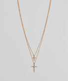 Chic Rhinestone Cross Charm Layered Necklace