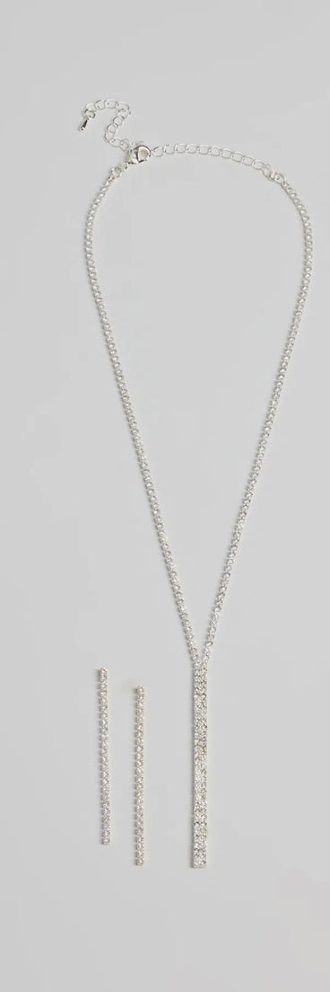 Luxe Gleam Rhinestone Necklace And Earrings Set