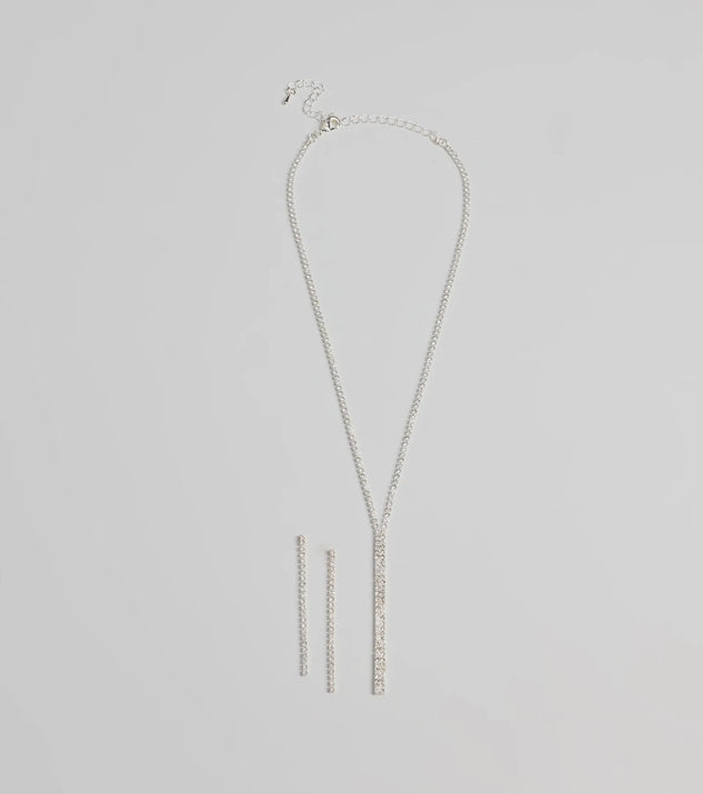 Luxe Gleam Rhinestone Necklace And Earrings Set