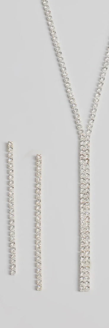 Luxe Gleam Rhinestone Necklace And Earrings Set