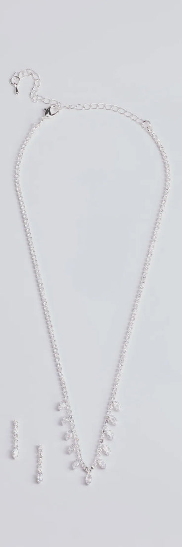 Style your vibe in seconds with the Enchant Me Necklace And Earrings Set in silver, a fashion accessories essential that completes any outfit with ease.