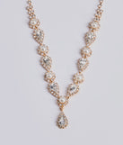 Luxe Elegance Rhinestone And Pearl Lariat Necklace Set