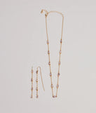 The Charming Beauty Rhinestone Necklace Set helps create a chic pink women's cocktail outfit with a trendy texture and stylish design, ideal for wedding guest cocktail outfits or dinner parties.