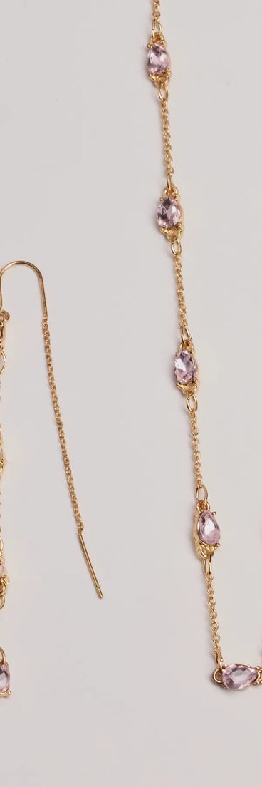 The Charming Beauty Rhinestone Necklace Set helps create a chic pink women's cocktail outfit with a trendy texture and stylish design, ideal for wedding guest cocktail outfits or dinner parties.