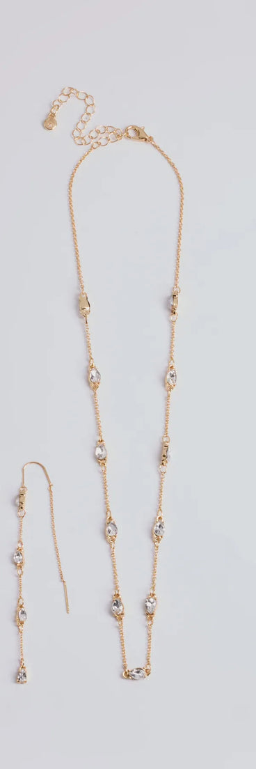 Delicate Ice Rhinestone Necklace And Earrings Set