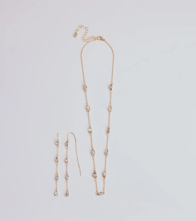 Delicate Ice Rhinestone Necklace And Earrings Set