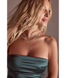 The Luxe Dreams Cubic Zirconia Layered Necklace helps create a chic silver women's cocktail outfit with a trendy texture and stylish design, ideal for wedding guest cocktail outfits or dinner parties.