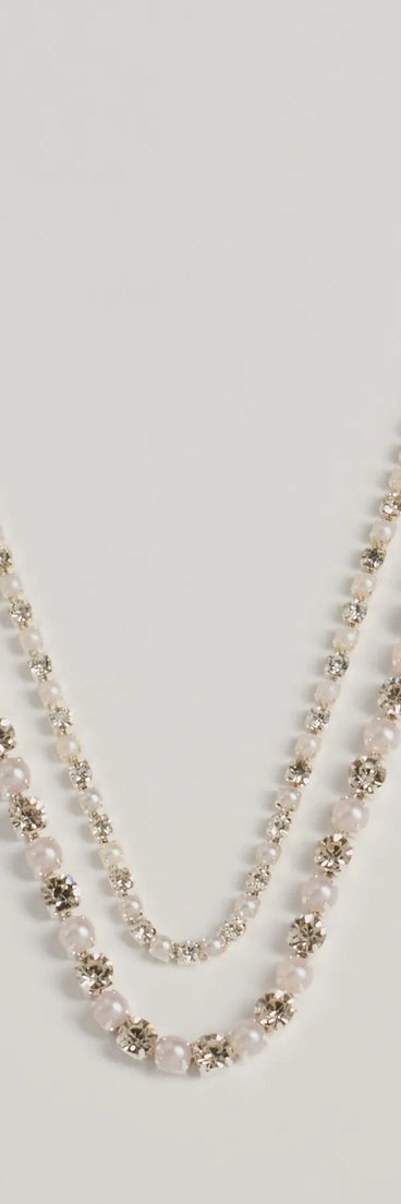 Shimmering Treasure Rhinestone And Pearl Choker