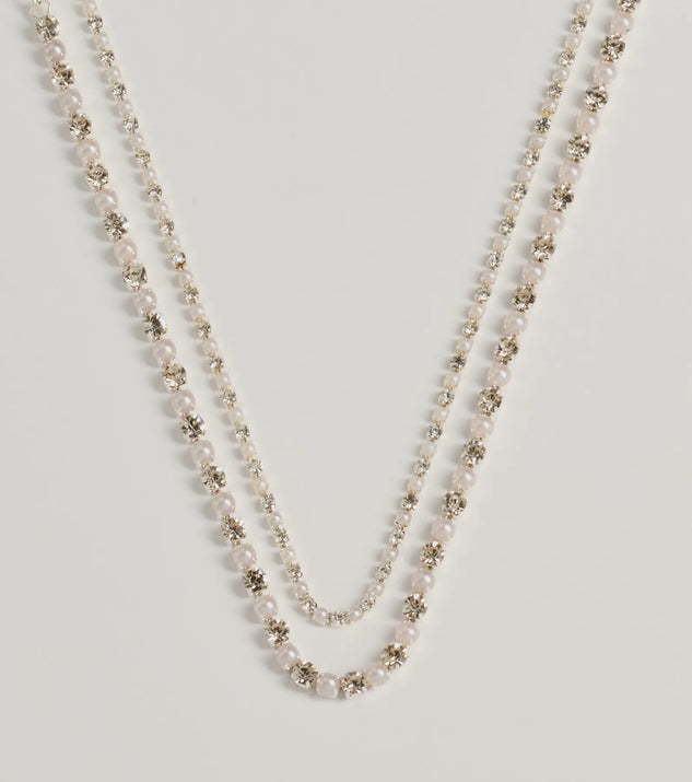 Shimmering Treasure Rhinestone And Pearl Choker