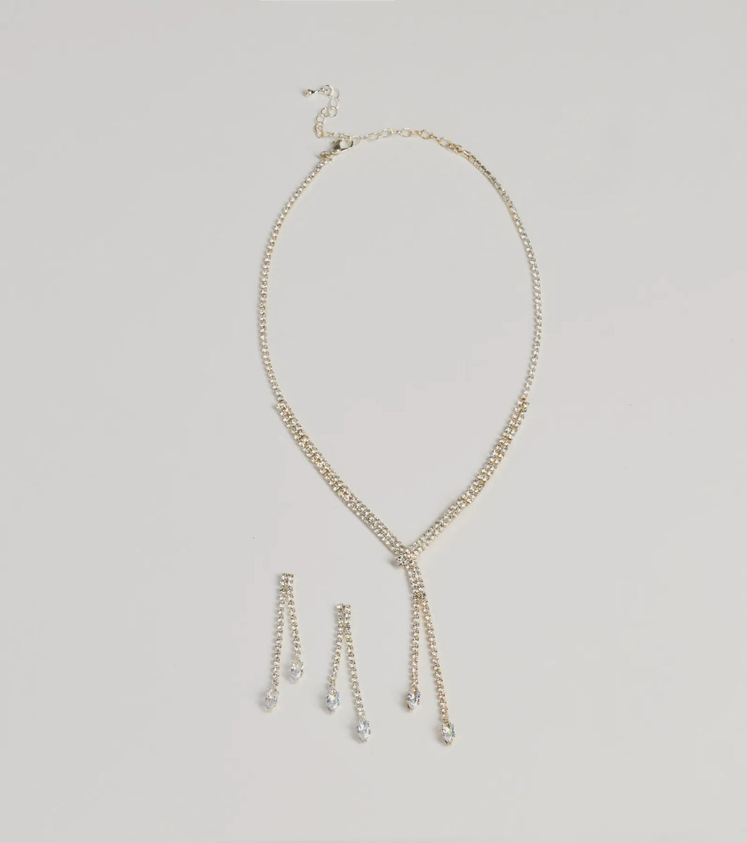 Gleaming Luxe Rhinestone Necklace Set & Windsor