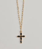 Glam Trend Gemstone Cross Chain Necklace