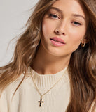 Glam Trend Gemstone Cross Chain Necklace