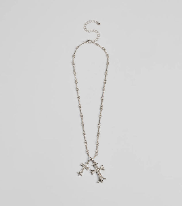 Graceful Radiance Rhinestone Cross Pendant Necklace