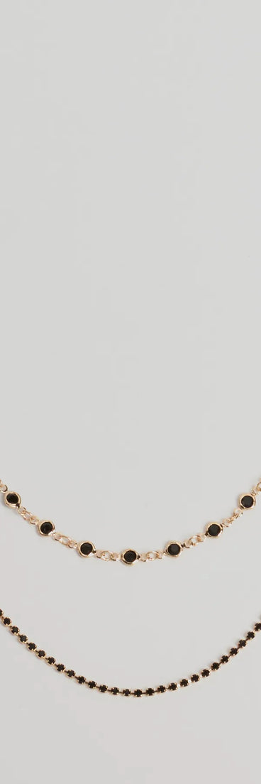 Sleek Aura Layered Stone Necklace, a trendy black addition to women's going-out outfits, is ideal for Christmas party outfits, chic NYE attire, or winter night-out looks that keep you on-trend!