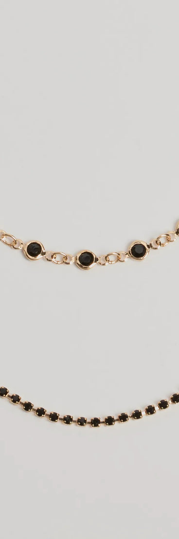 Sleek Aura Layered Stone Necklace, a trendy black addition to women's going-out outfits, is ideal for Christmas party outfits, chic NYE attire, or winter night-out looks that keep you on-trend!