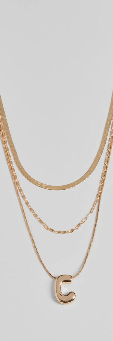 C Initial Layered Bubble Necklace