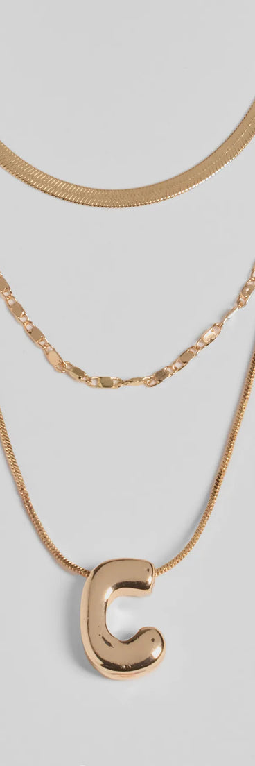C Initial Layered Bubble Necklace