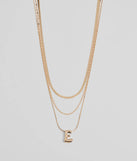 E Initial Layered Bubble Necklace