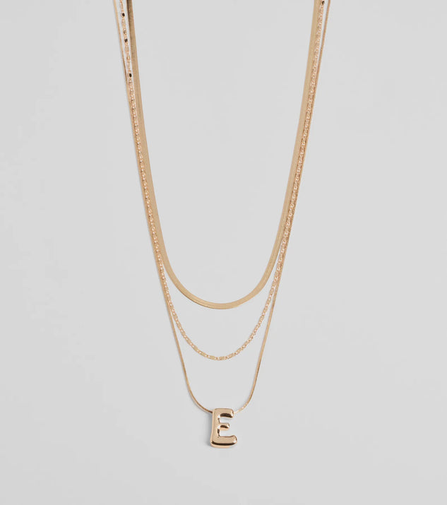 E Initial Layered Bubble Necklace