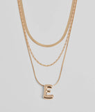 E Initial Layered Bubble Necklace