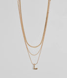 L Initial Layered Bubble Necklace