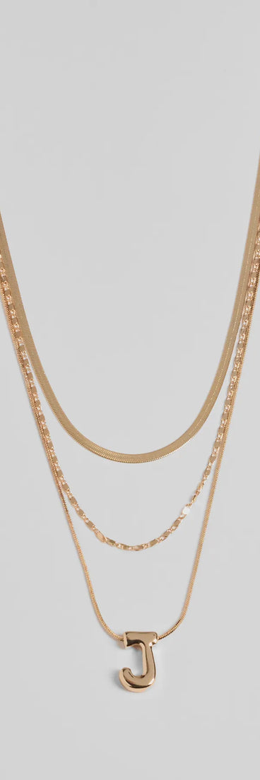 J Initial Layered Bubble Necklace