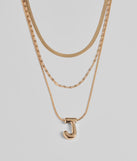 J Initial Layered Bubble Necklace