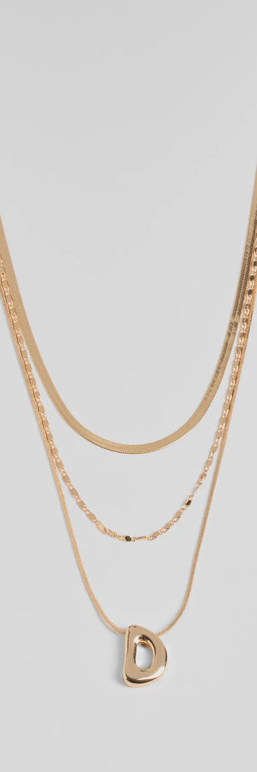 D Initial Layered Bubble Necklace