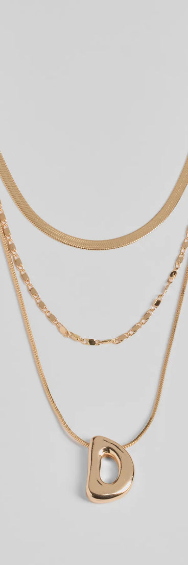 D Initial Layered Bubble Necklace