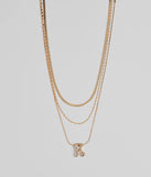 R Initial Layered Bubble Necklace