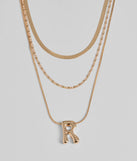 R Initial Layered Bubble Necklace