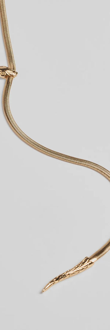 Edgy Snake Chain Lariat Necklace