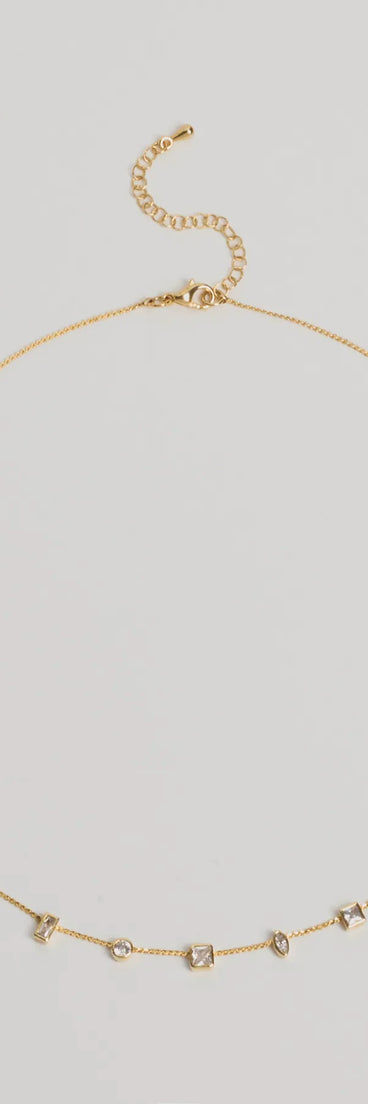 Dainty Chic Geometric Charm Rhinestone Necklace