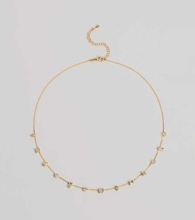 Dainty Chic Geometric Charm Rhinestone Necklace