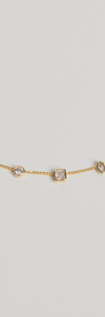 Dainty Chic Geometric Charm Rhinestone Necklace